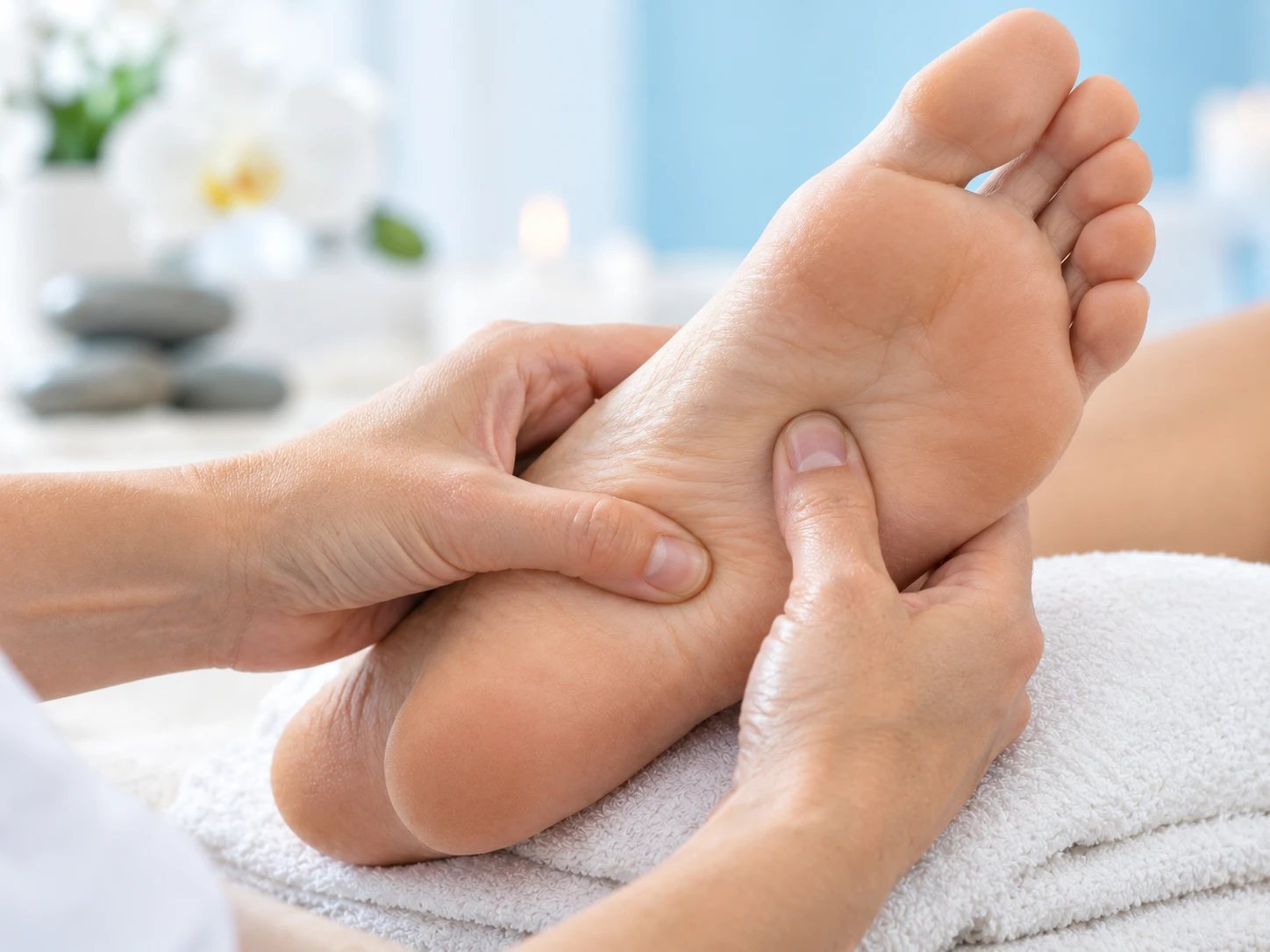 Riflessologia plantare, massaggio del piede